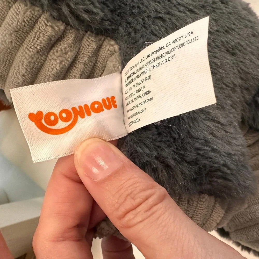Younique Puzzlers Dog‎ Plush Gray Pink Ears Puzzle Piece Block Toy